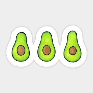 3 Avocados - cute and fun avocado design on white Sticker